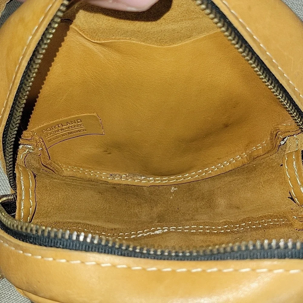 Portland Leather  Round Tan  Crossbody Bag